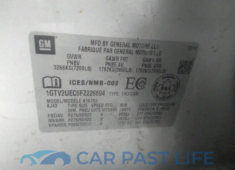 1GTV2UEC5FZ226694# 9