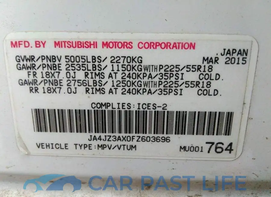 JA4JZ3AX0FZ603696# 9