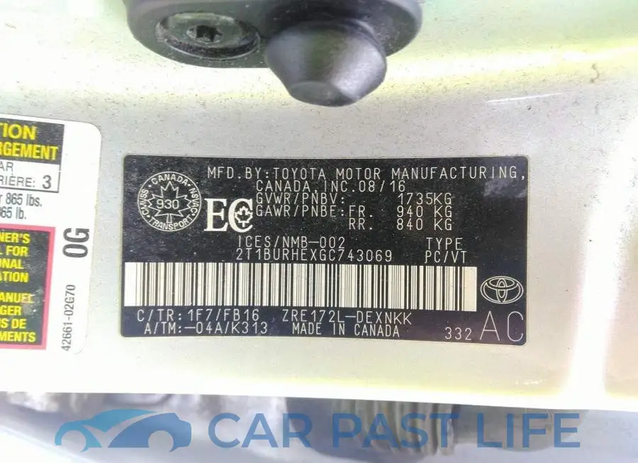 2T1BURHEXGC743069# 9