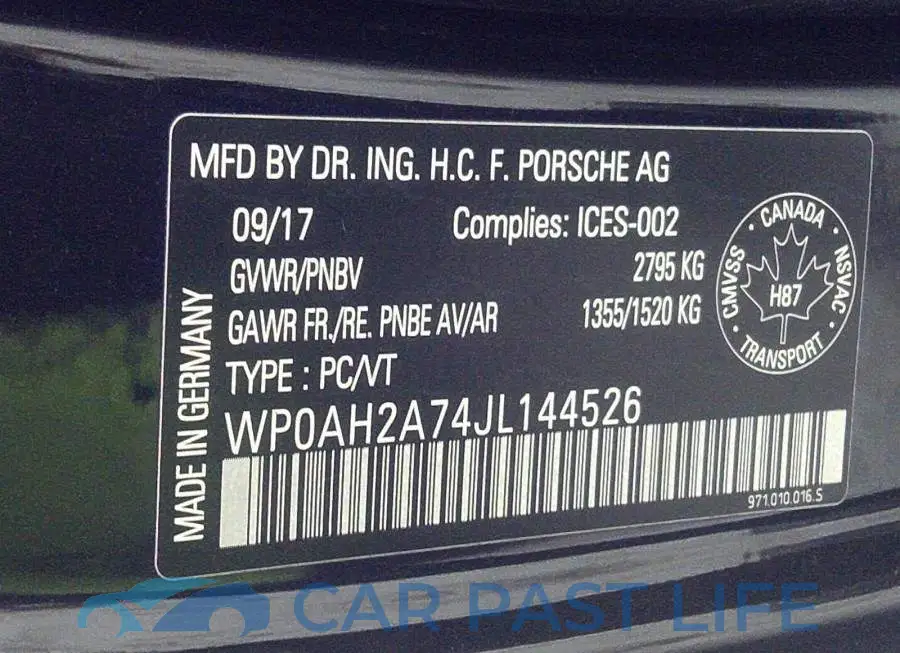 WP0AH2A74JL144526# 9