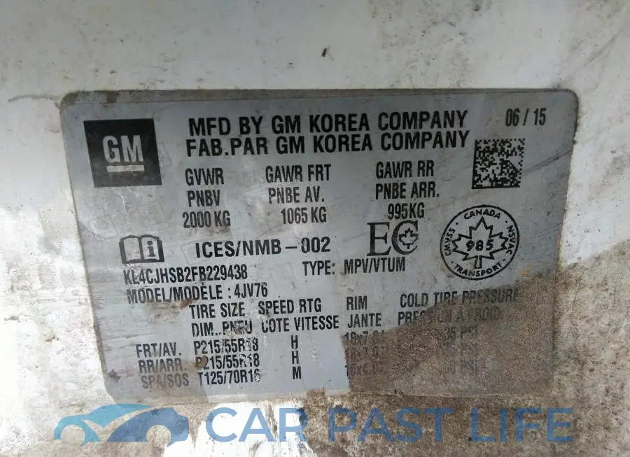 KL4CJHSB2FB229438# 9