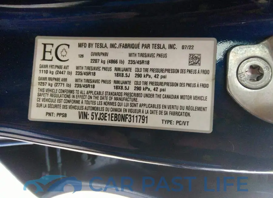 5YJ3E1EB0NF311791# 9