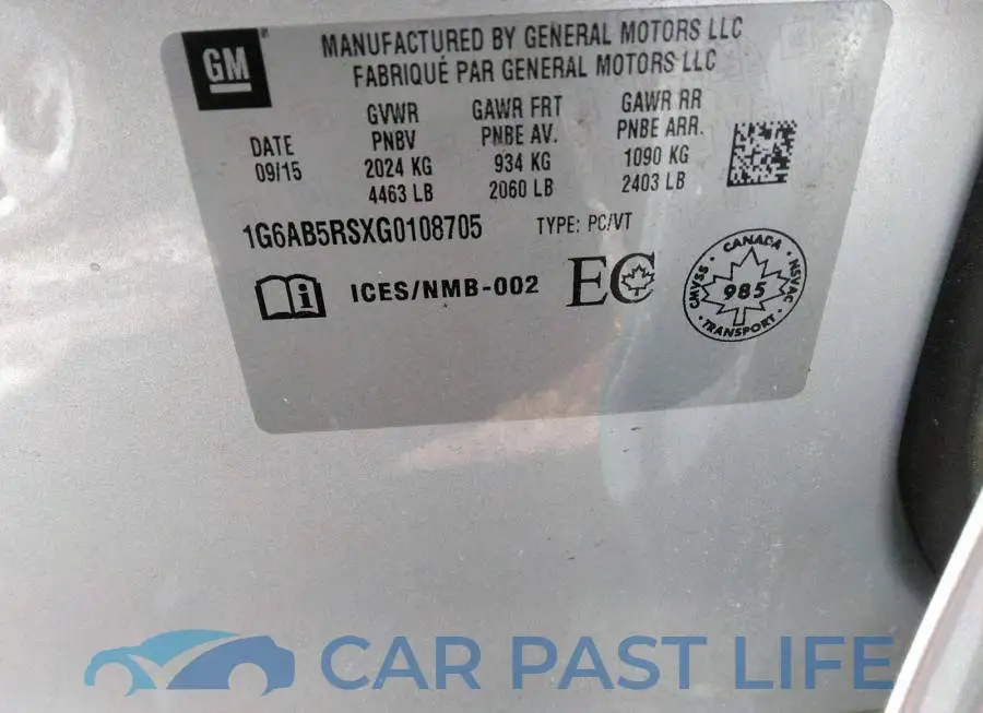 1G6AB5RSXG0108705# 9