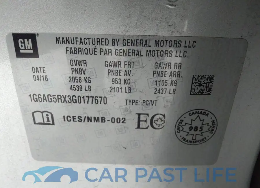1G6AG5RX3G0177670# 9