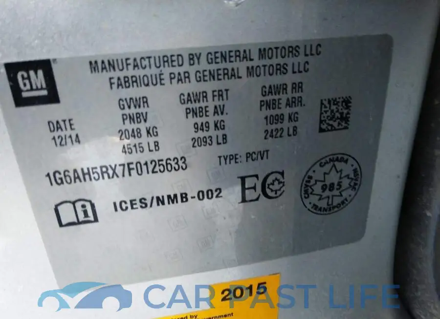 1G6AH5RX7F0125633# 9