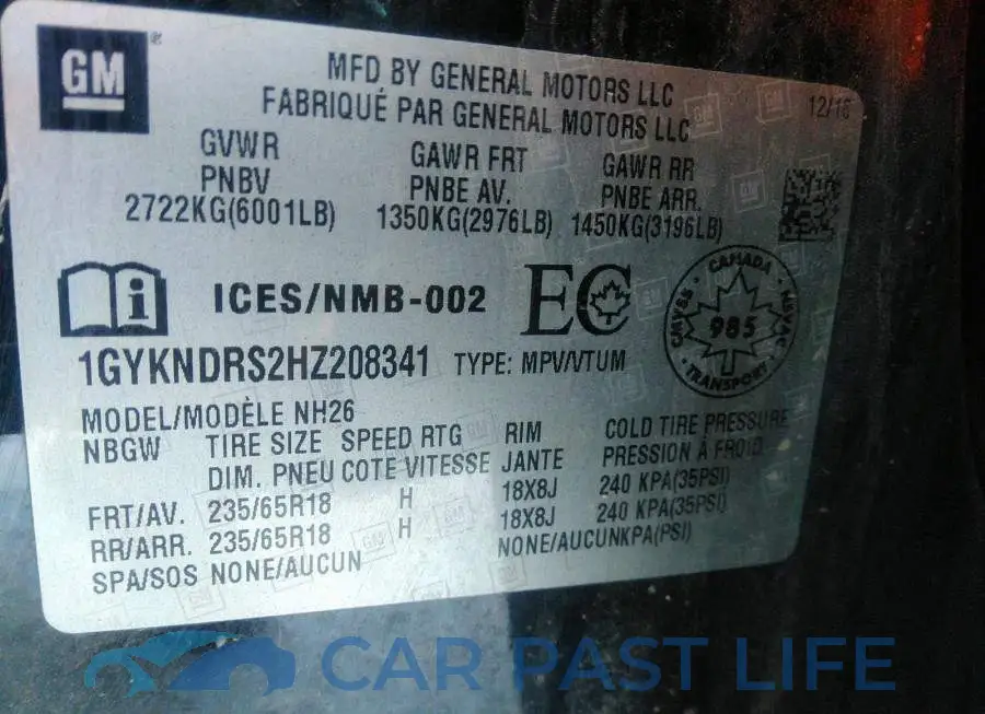 1GYKNDRS2HZ208341# 9