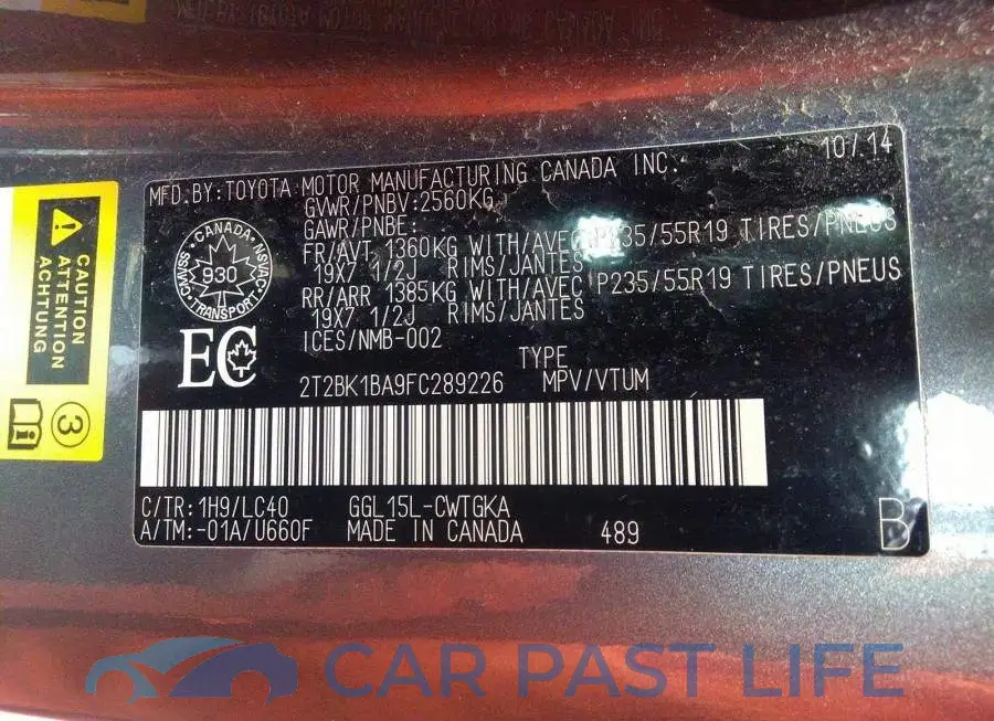 2T2BK1BA9FC289226# 9