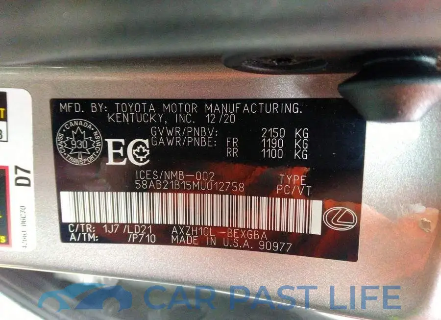 58AB21B15MU012758# 9