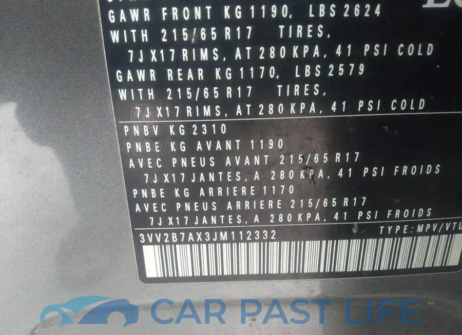 3VV2B7AX3JM112332# 9
