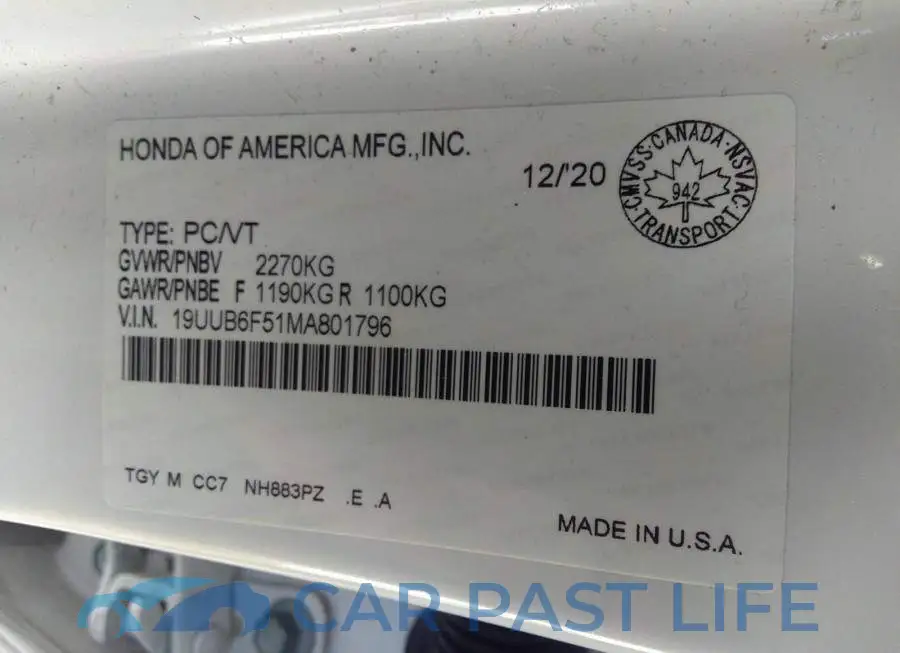 19UUB6F51MA801796# 9