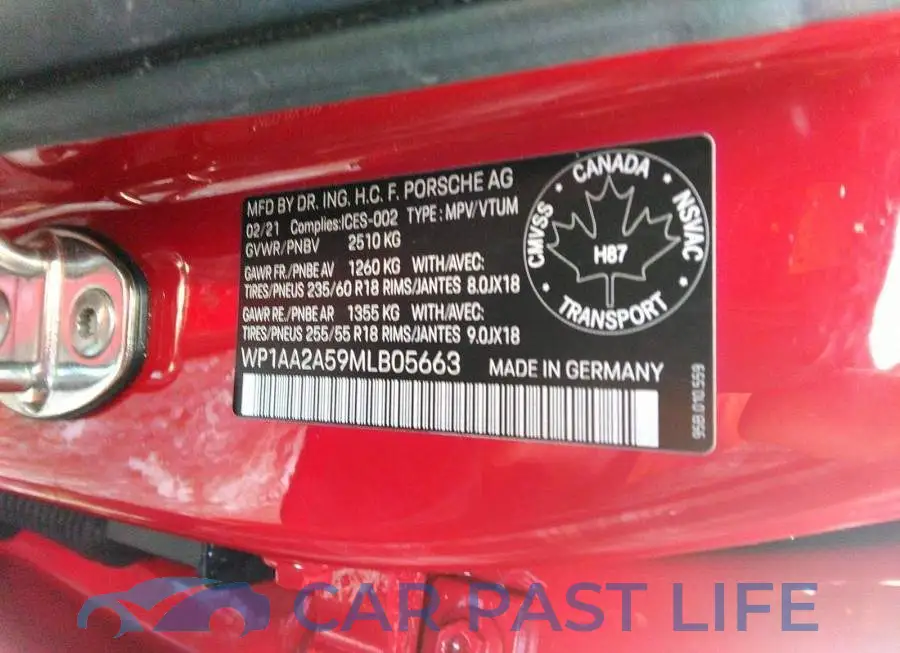 WP1AA2A59MLB05663# 9