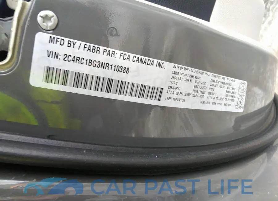 2C4RC1BG3NR110388# 9