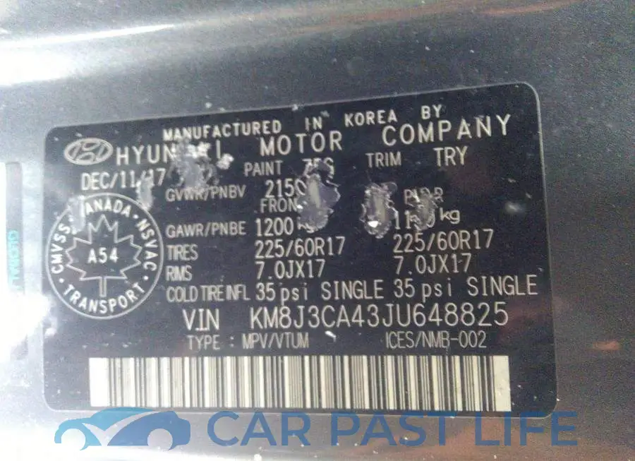 KM8J3CA43JU648825# 9