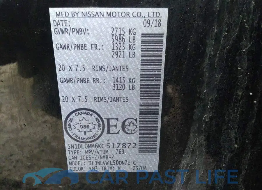 5N1DL0MM6KC517872# 9
