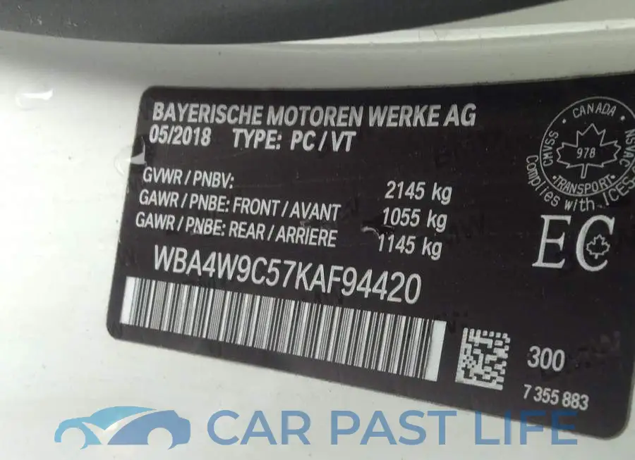 WBA4W9C57KAF94420# 9