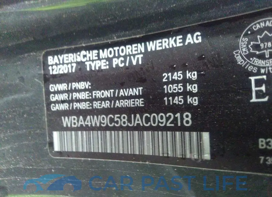 WBA4W9C58JAC09218# 9