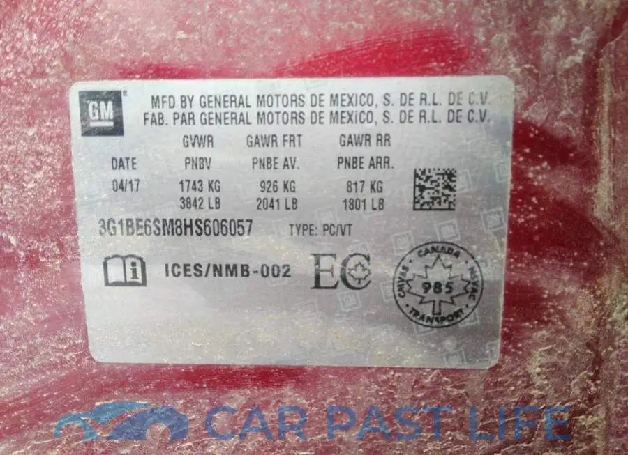 3G1BE6SM8HS606057# 9