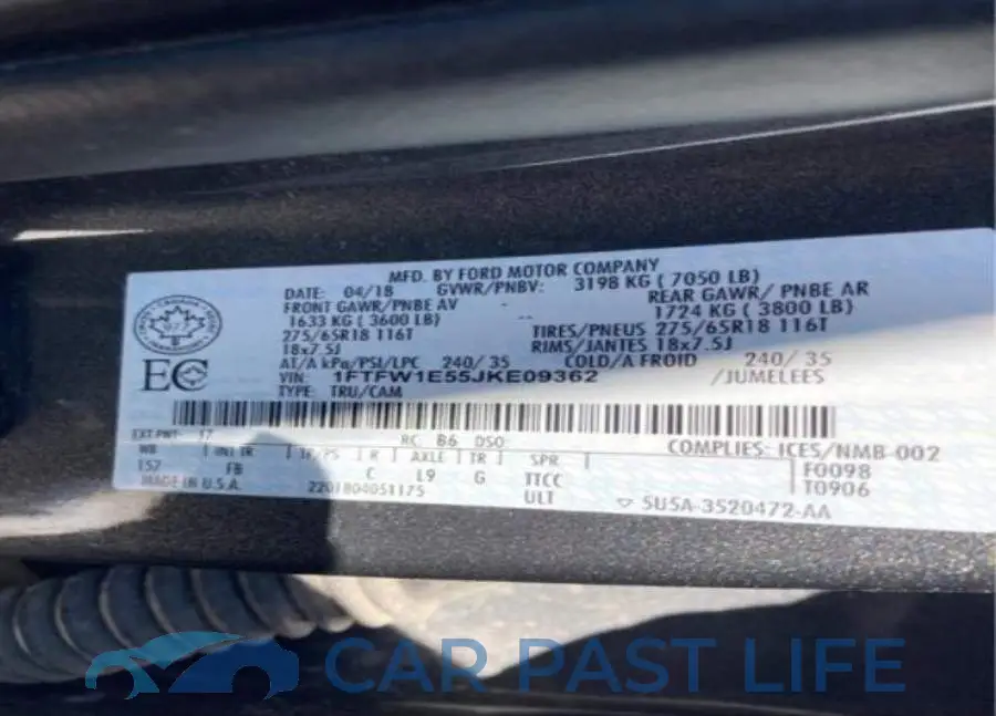1FTFW1E55JKE09362# 9