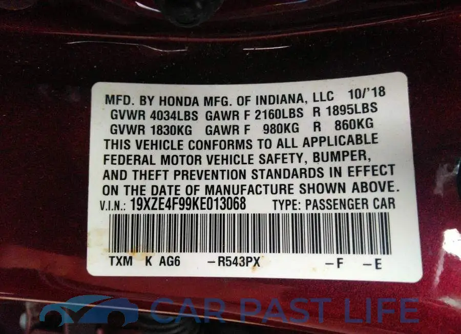 19XZE4F99KE013068# 9