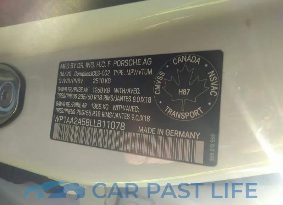 WP1AA2A58LLB11078# 9