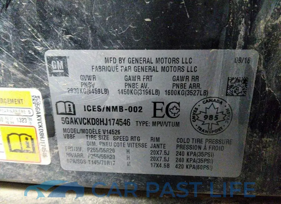 5GAKVCKD8HJ174546# 9
