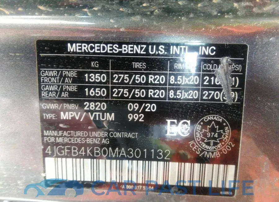 4JGFB4KB0MA301132# 9