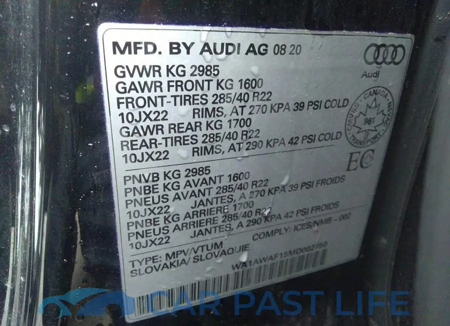 WA1AWAF15MD002750# 9