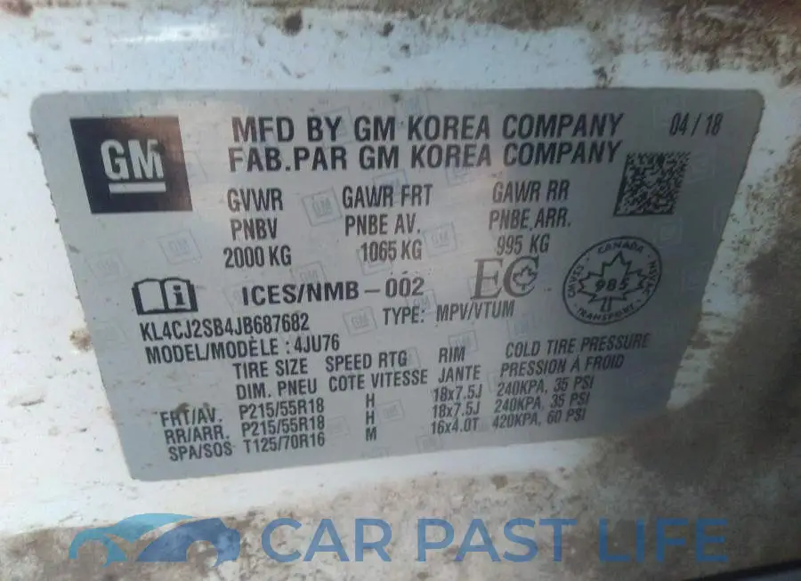 KL4CJ2SB4JB687682# 9