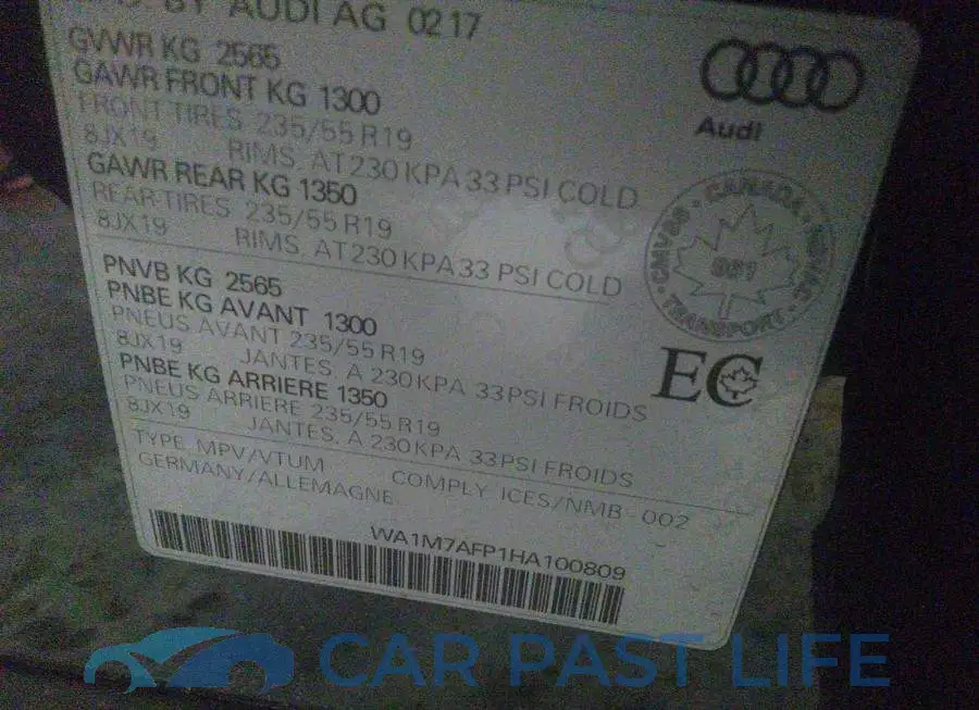 WA1M7AFP1HA100809# 9