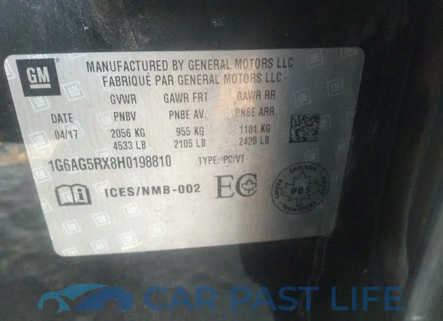 1G6AG5RX8H0198810# 9