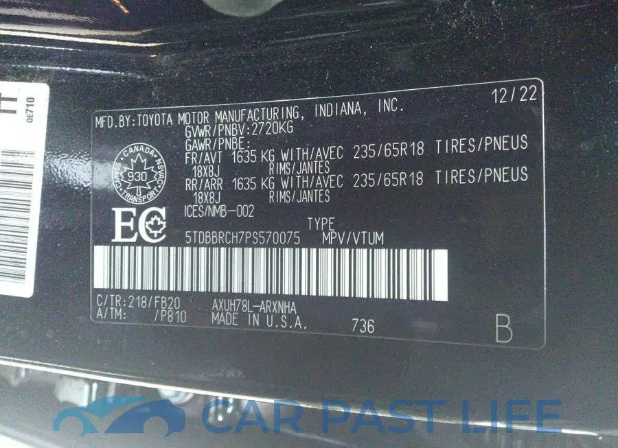 5TDBBRCH7PS570075# 9
