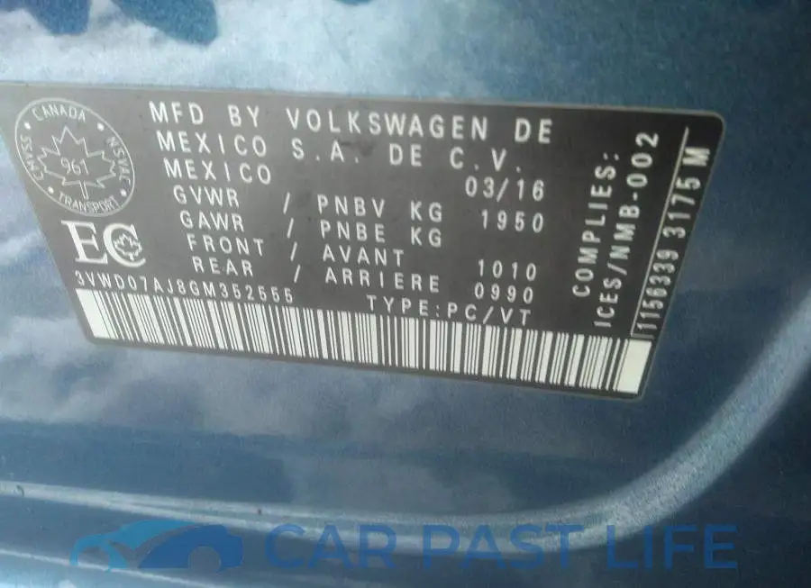 3VWD07AJ8GM352555# 9