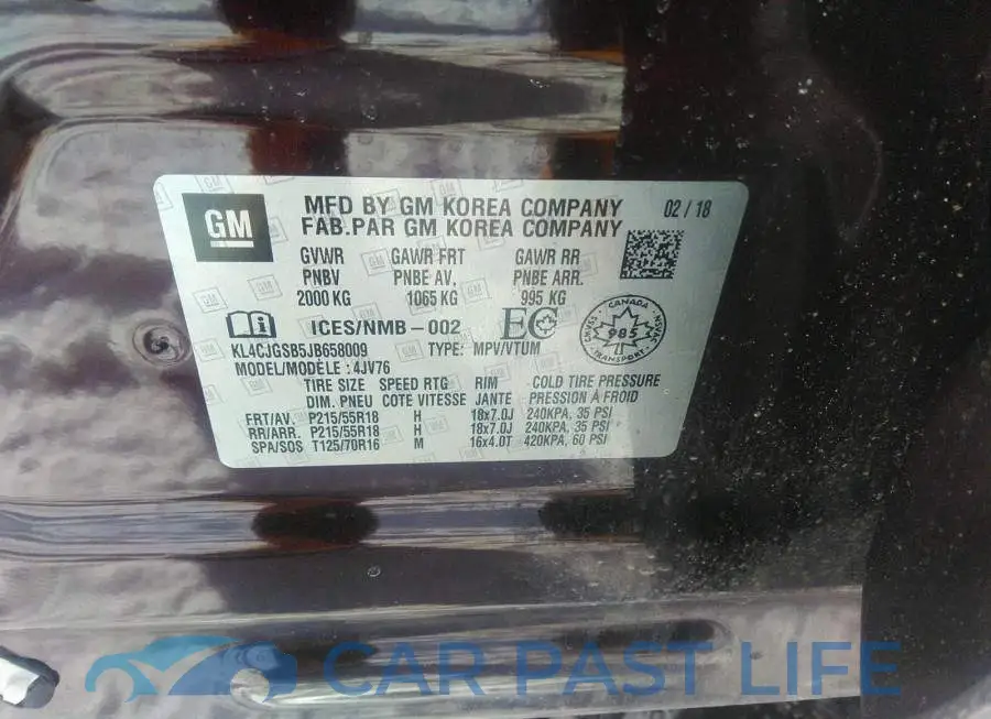 KL4CJGSB5JB658009# 9