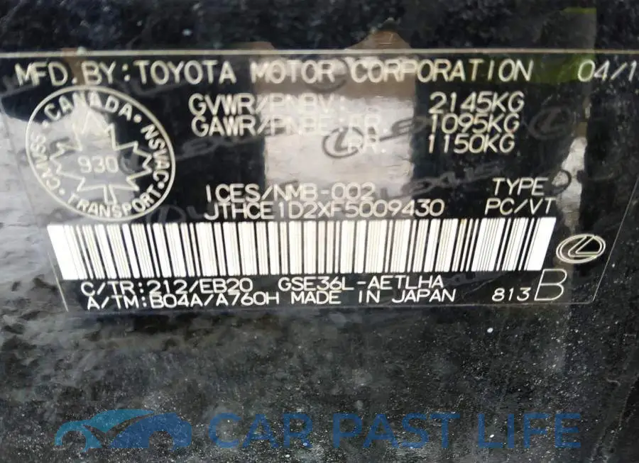 JTHCE1D2XF5009430# 9