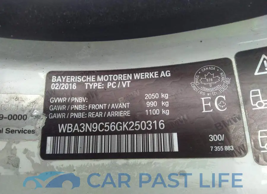 WBA3N9C56GK250316# 9