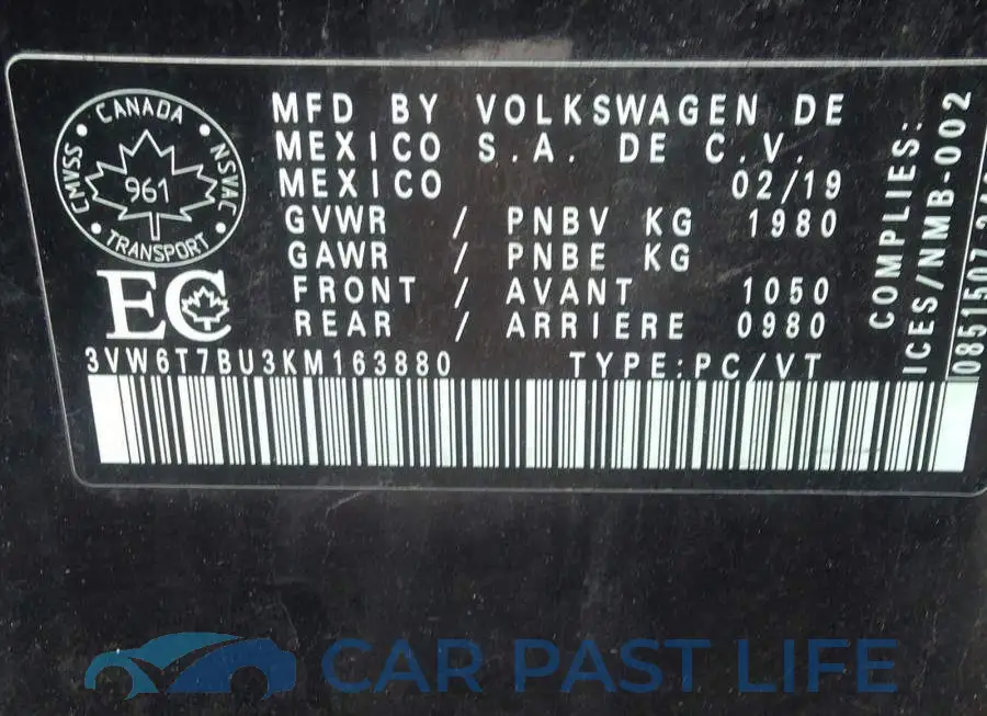 3VW6T7BU3KM163880# 9