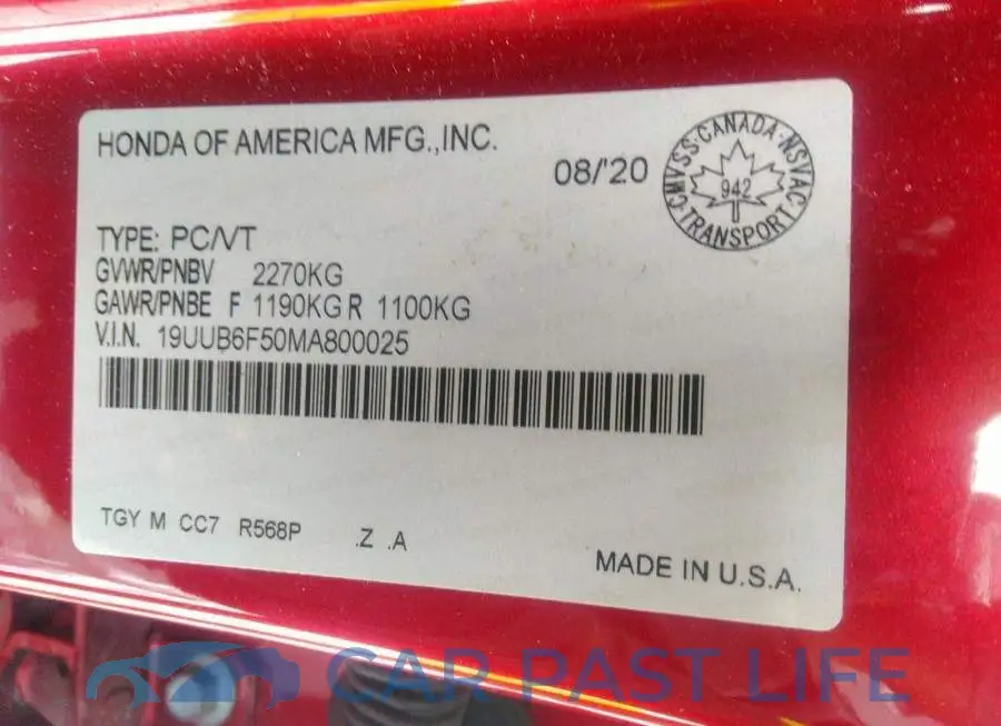 19UUB6F50MA800025# 8