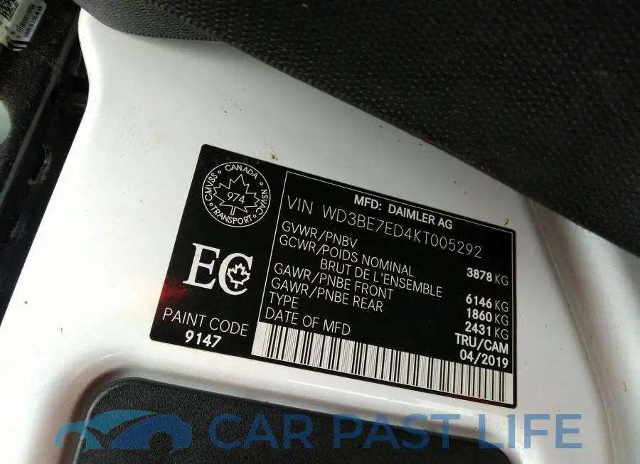 WD3BE7ED4KT005292# 9