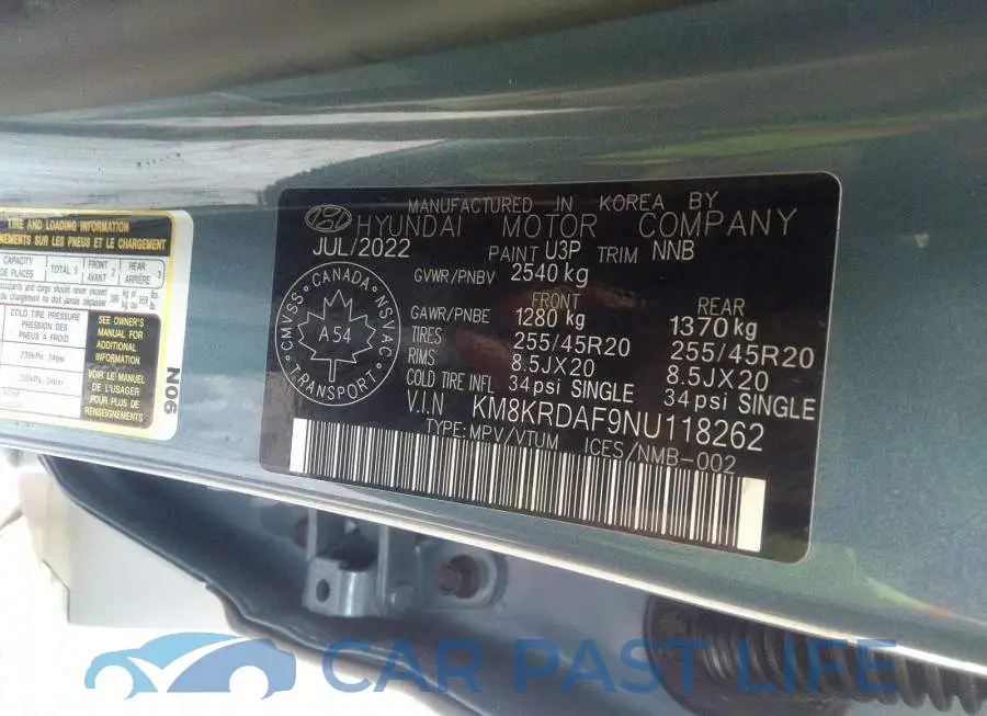 KM8KRDAF9NU118262# 9