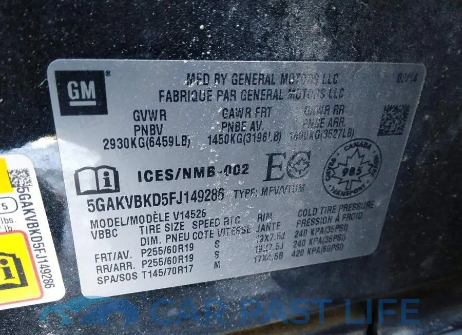 5GAKVBKD5FJ149286# 9