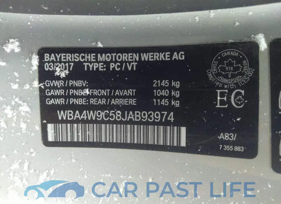 WBA4W9C58JAB93974# 9