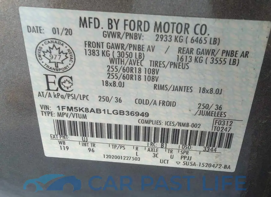 1FM5K8AB1LGB36949# 9
