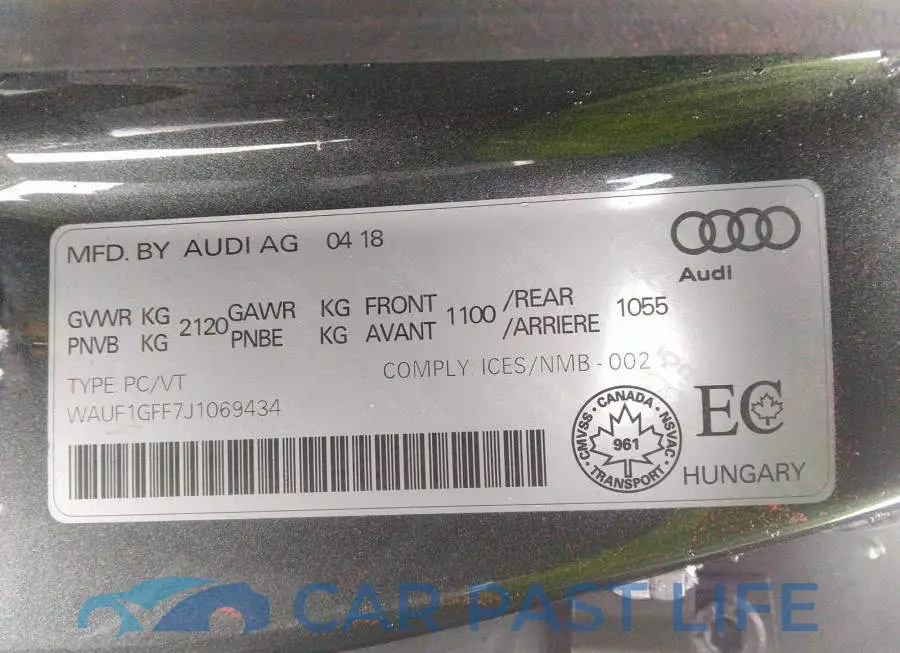 WAUF1GFF7J1069434# 9
