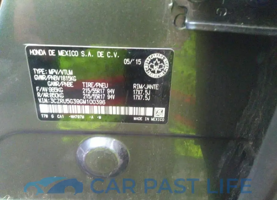3CZRU5G39GM100396# 9