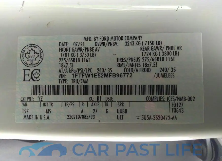 1FTFW1E52MFB96772# 9