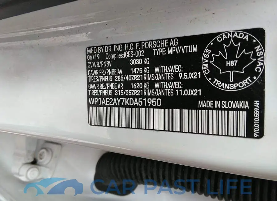 WP1AE2AY7KDA51950# 9