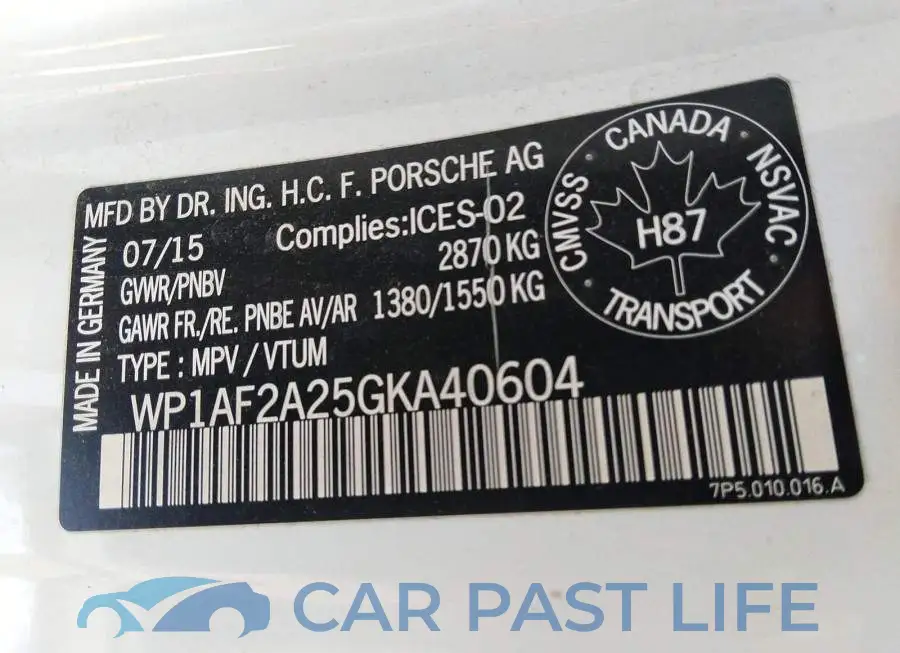 WP1AF2A25GKA40604# 9