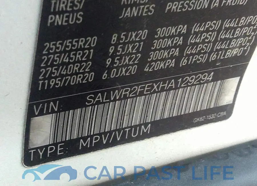 SALWR2FEXHA129294# 9