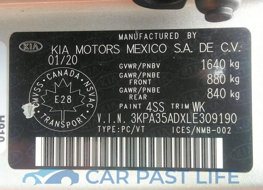 3KPA35ADXLE309190# 9