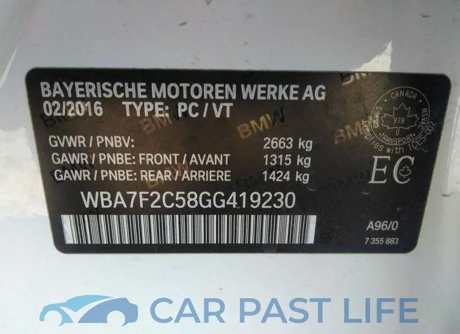 WBA7F2C58GG419230# 9